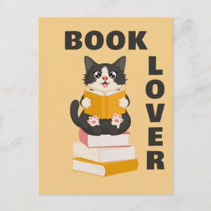 Kawaii Bok Älskare Back to school Tecknad Cat Read Vykort