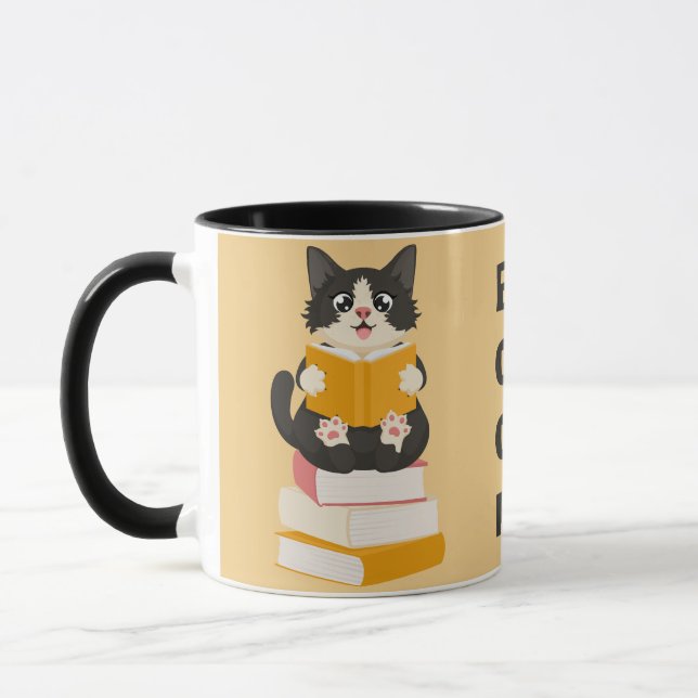 Kawaii Bokklubb Tillbaka till skolan Tecknad katt  Mugg (Vänster)