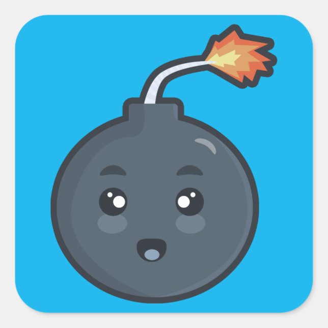 Kawaii Bomb Fyrkantigt Klistermärke (Framsida)