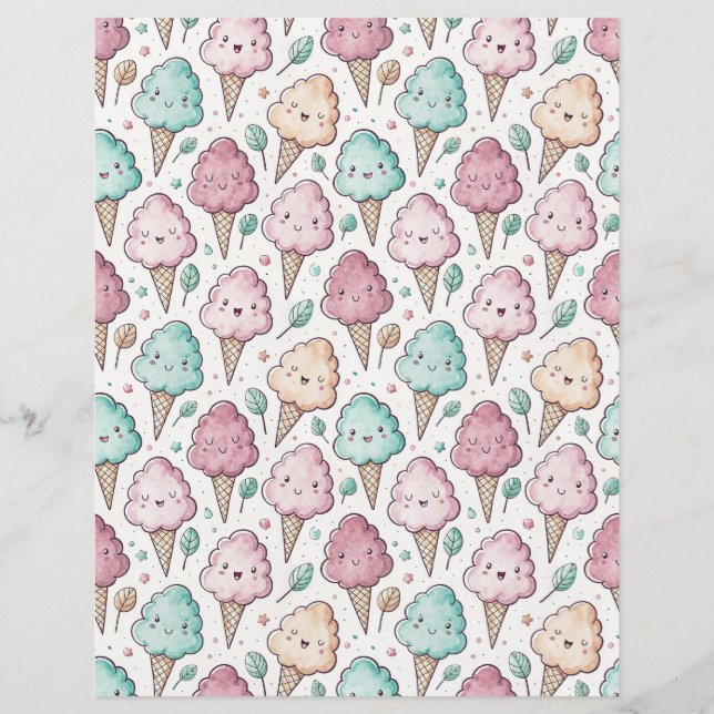 Kawaii bomullssockermönster scrapbookpapper (Framsida)