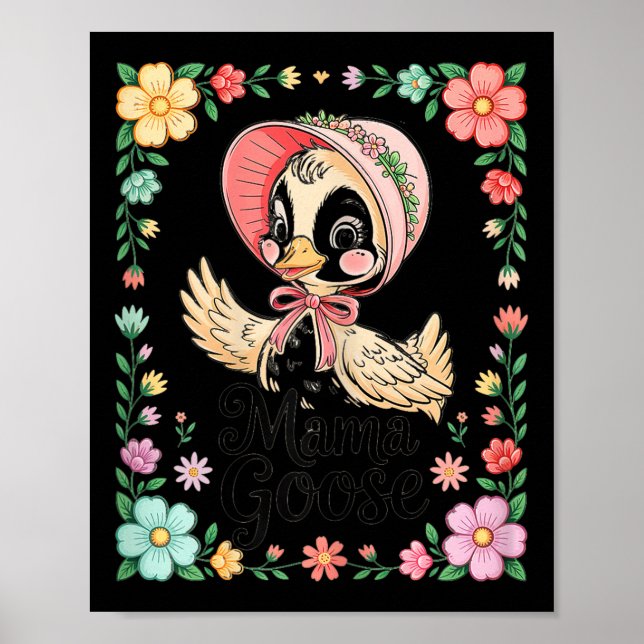 Kawaii Bonnet Farmhouse Style Mama Goose  Poster (Framsidan)