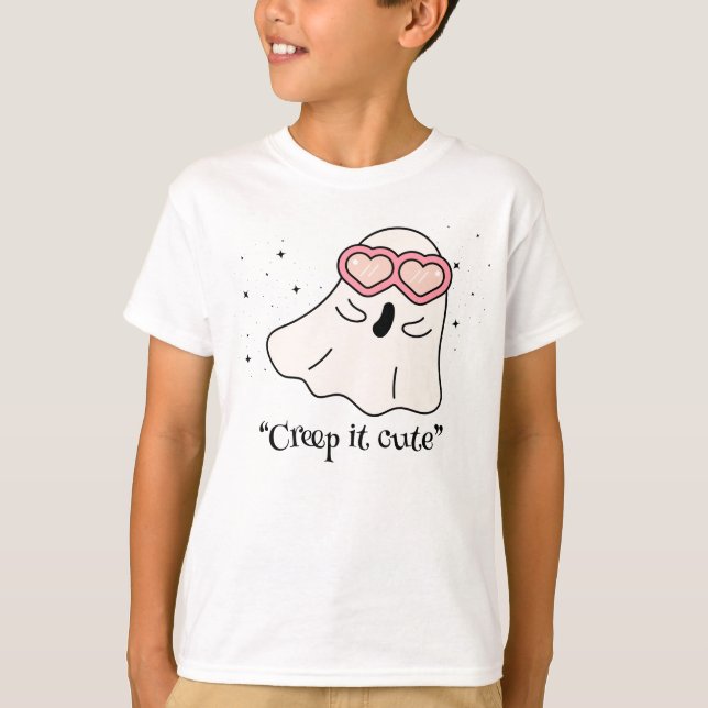 Kawaii boo, söt pooky halloween t shirt (Framsida)