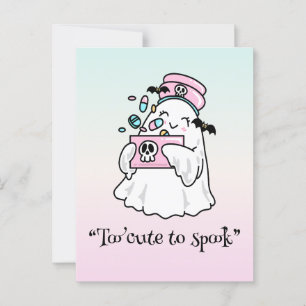 Kawaii boo, söt pooky halloween vykort