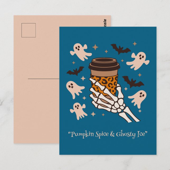 Kawaii boo, söt pooky halloween vykort (Fram/baksida)