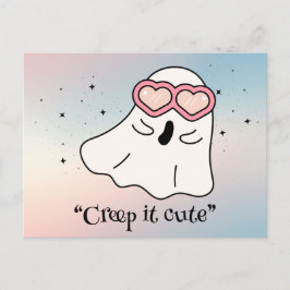Kawaii boo, söt pooky halloween vykort