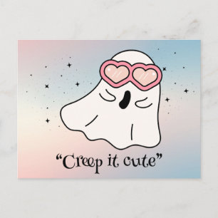 Kawaii boo, söt pooky halloween vykort