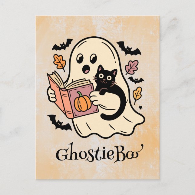 Kawaii boo, söt pooky halloween vykort (Framsida)