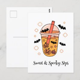 Kawaii boo, söt pooky halloween vykort