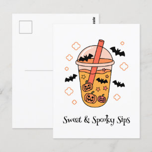 Kawaii boo, söt pooky halloween vykort