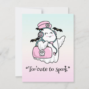 Kawaii boo, söt pooky halloween vykort