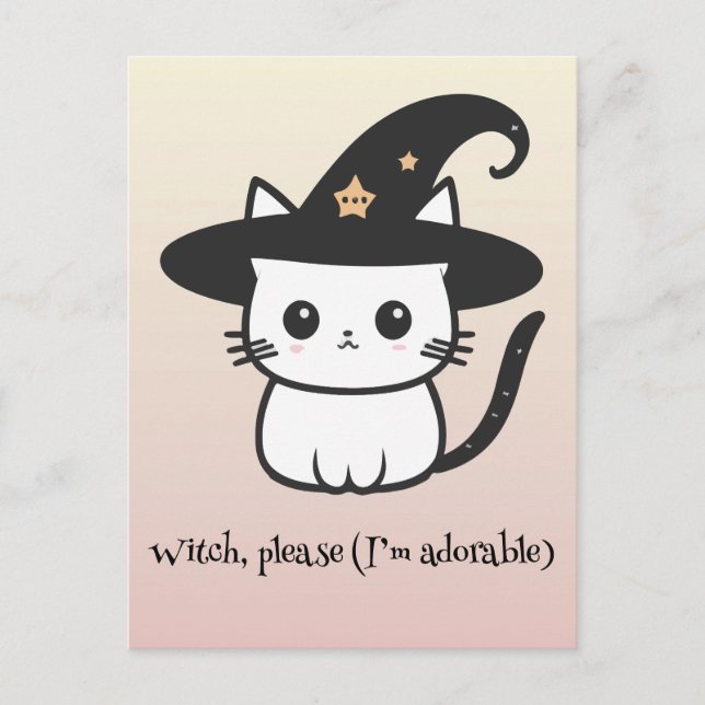 Kawaii boo, söt pooky halloween vykort (Framsida)