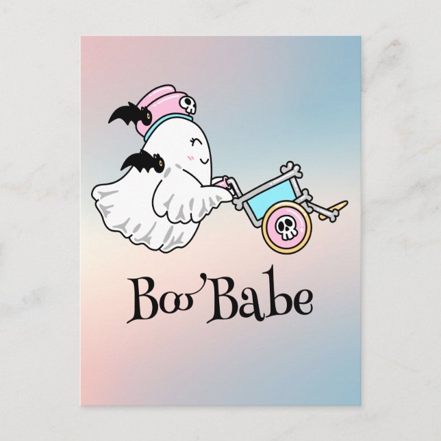 Kawaii boo, söt pooky halloween vykort (Framsida)