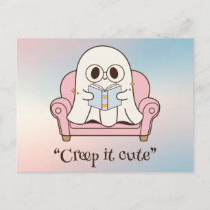 Kawaii boo, söt spöklik Halloween Vykort