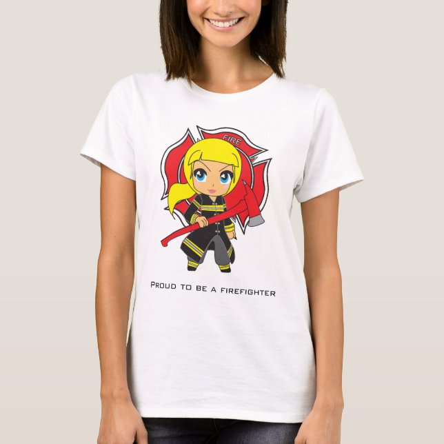 Kawaii brandmanflicka - anpassade t shirt (Framsida)