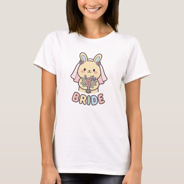 Kawaii Bride Bunny Cute Wedding T Shirt (Framsida)