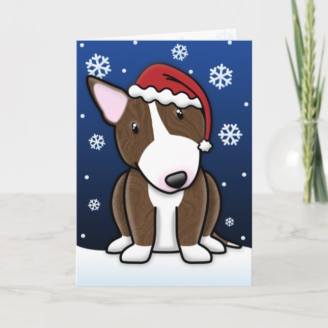 Kawaii Brindle Bull Terrier-julkort Helgkort (Framsida)