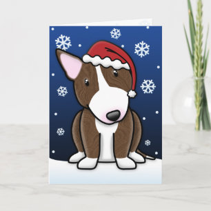 Kawaii Brindle Bull Terrier-julkort Helgkort