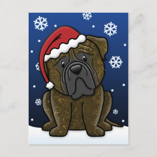 Kawaii Brindle Bullmastiff julvykort Helg Vykort