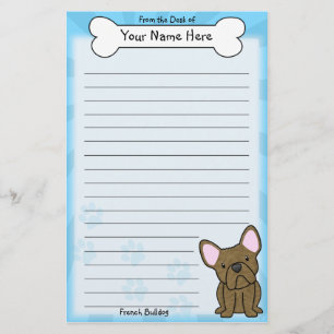 Kawaii Brindle fransk bulldoggbrevpapper Brevpapper