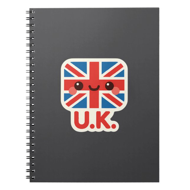 Kawaii British Flagga - Cute UK Design Anteckningsbok (Framsidan)