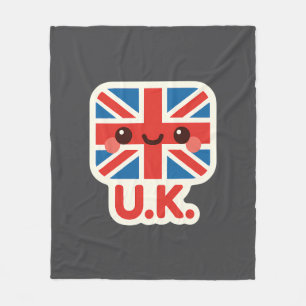 Kawaii British Flagga - Cute UK Design Fleecefilt