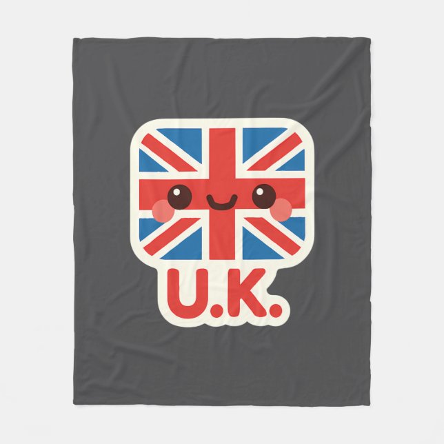 Kawaii British Flagga - Cute UK Design Fleecefilt (Framsidan)