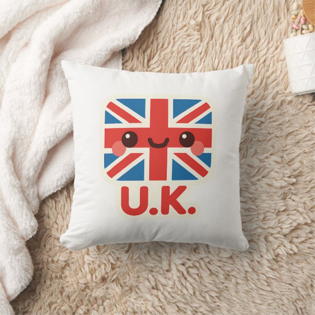 Kawaii British Flagga - Cute UK Design Kudde (Filt)