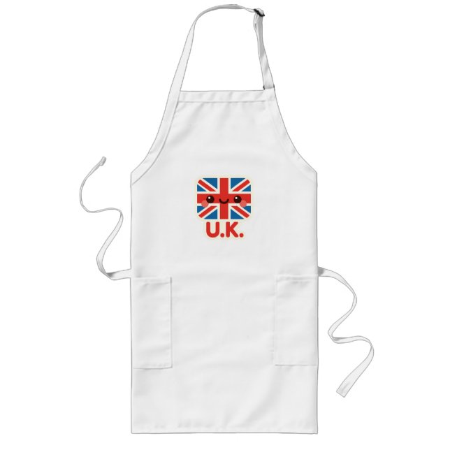 Kawaii British Flagga - Cute UK Design Långt Förkläde (Framsidan)