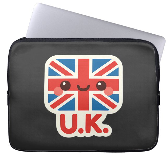 Kawaii British Flagga - Cute UK Design Laptop Fodral (Framsidan)