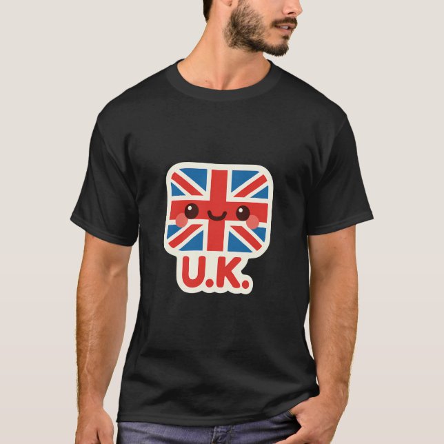 Kawaii British Flagga - Cute UK Design T Shirt (Framsida)