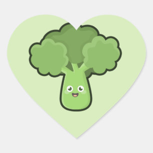 Kawaii Broccoli Hjärtformat Klistermärke