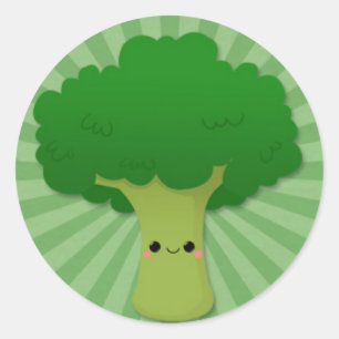 Kawaii Broccoli om Grönt Starburst Runt Klistermärke