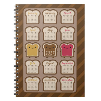 Kawaii Bröd 2027 Kalender Anteckningsbok