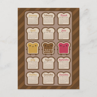 Kawaii Bröd 2027 Kalender Vykort