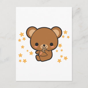 Kawaii Brown Bear Vykort