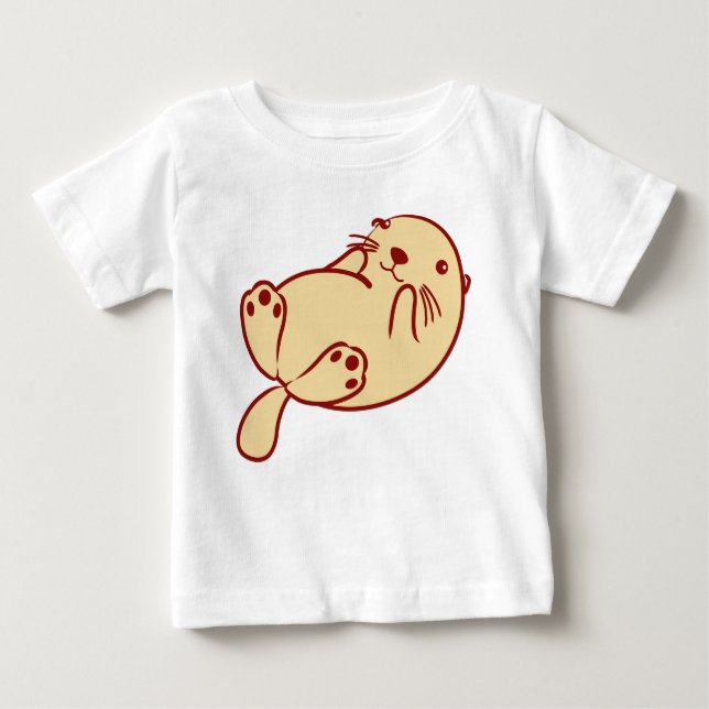 Kawaii Brown Sea Otter Tee Shirt (Framsida)