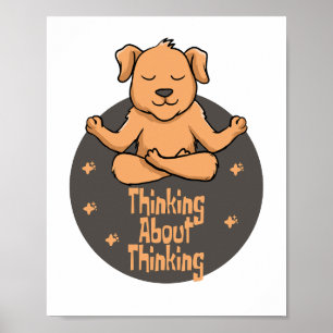 Kawaii brun hund tränar yogaställningar och tänker poster