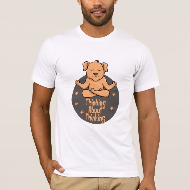 Kawaii-brun hund yoga ställer till och tänker t shirt (Framsida)