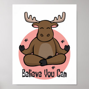 Kawaii brun Zebu-djur som gör yoga pockor Poster