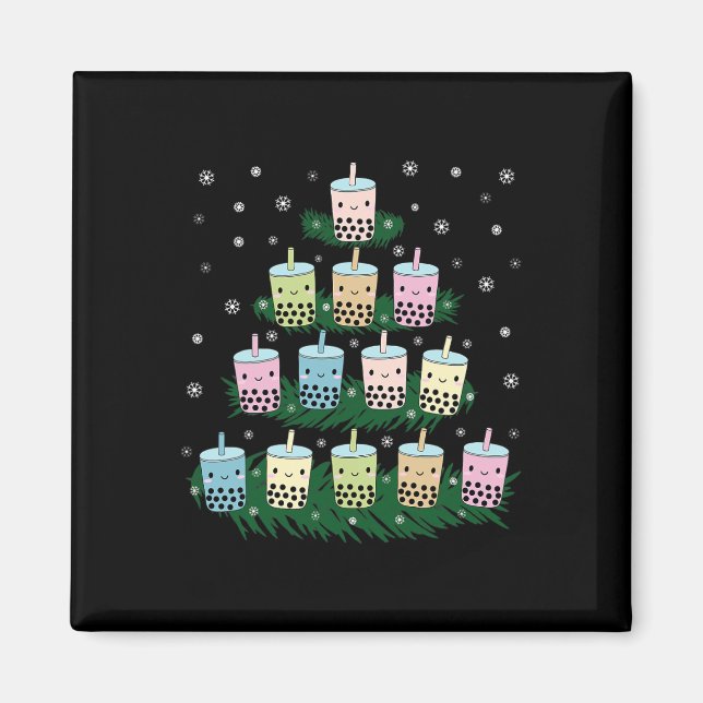 Kawaii Bubble Mjölk Tea Bo Tea Julgran Magnet (Framsidan)