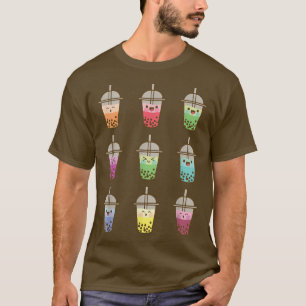 Kawaii Bubble Tea Älskare Cute Smiling Ansikte Bob T Shirt