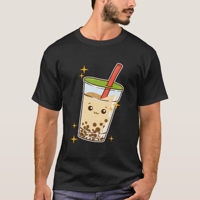 Kawaii Bubble Tea Boba Milk Tea Tapioca T Shirt (Framsida)