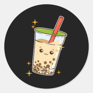 Kawaii Bubble Tea Boba Mjölk Tea Tapioca Runt Klistermärke