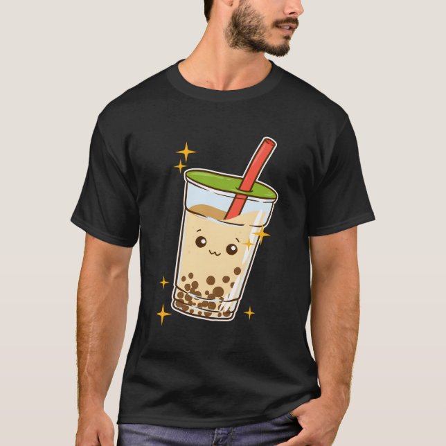 Kawaii Bubble Tea Boba Mjölk Tea Tapioca T Shirt (Framsida)