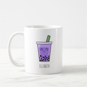 Kawaii Bubble Tea Boba Taro Ube Lila Yam Namn Kaffemugg