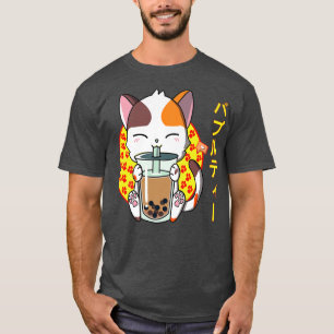Kawaii Bubble Tea Cute Anime Cat Japansk Neko Kit T Shirt
