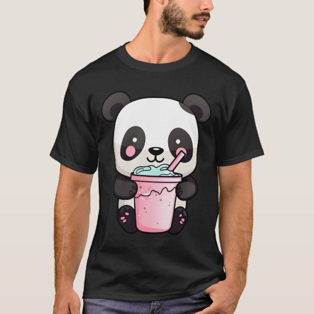 Kawaii Bubble Tea Panda Boba-Tea Japansk T Shirt (Framsida)