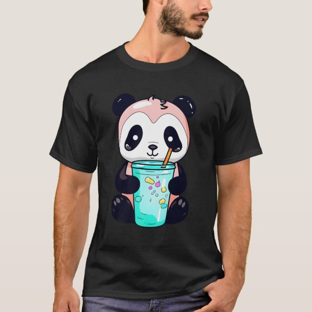 Kawaii Bubble Tea Panda Boba-Tea Japanska T Shirt (Framsida)