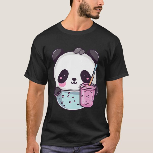 Kawaii Bubble Tea Panda Boba-Tea Japanska T Shirt (Framsida)