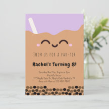Kawaii Bubble Tea Par-tea Birthday-inbjudan